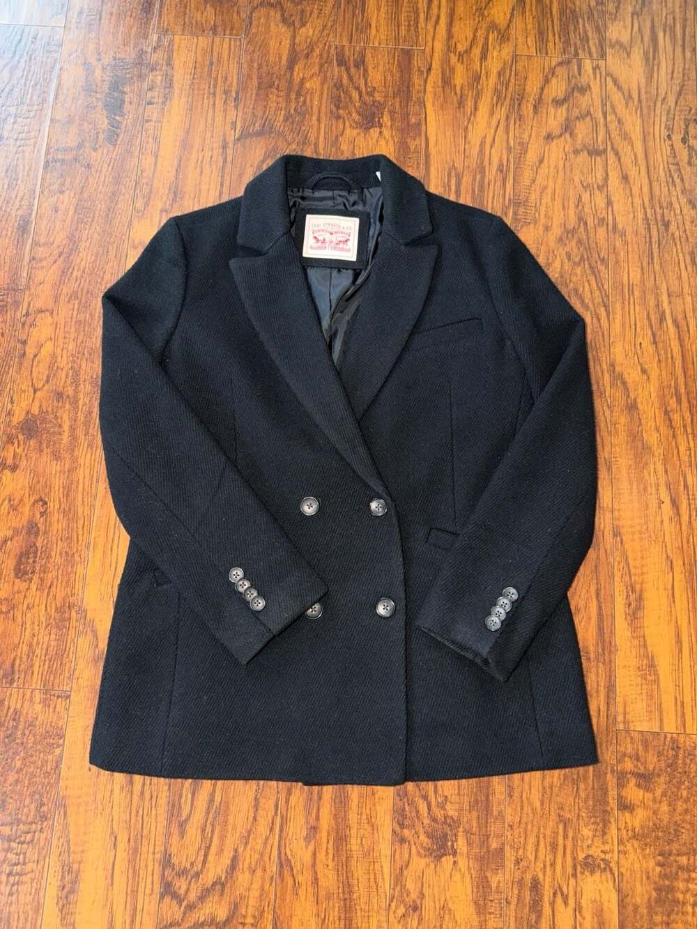 Levi's Womens Wool Blend Double Breasted Blazer Black
